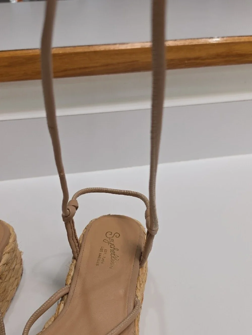 Seychelles Made for This Neutral Lace-Up Espadrille Wedge Sandals - Size 8